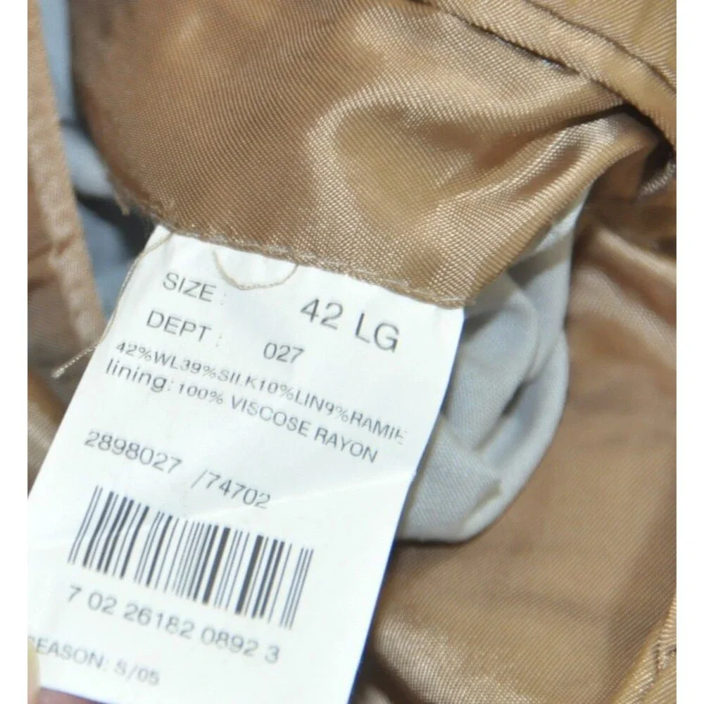Brooks Brothers 346 Men's Sport Coat Blazer Brown Plaid  42 LG Silk/Wool / Linen